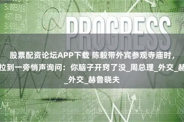 股票配资论坛APP下载 陈毅带外宾参观寺庙时，将记者拉到一旁悄声询问：你脑子开窍了没_周总理_外交_赫鲁晓夫