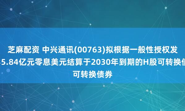 芝麻配资 中兴通讯(00763)拟根据一般性授权发行35.84亿元零息美元结算于2030年到期的H股可转换债券
