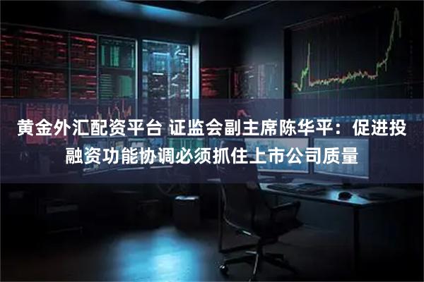 黄金外汇配资平台 证监会副主席陈华平：促进投融资功能协调必须抓住上市公司质量